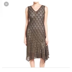 NIC+ZOE Brown Lace Midi Dress with Slip